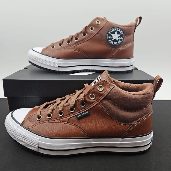 Converse Chuck Taylor CTAS Malden Street Brown Faux Leather Shoes Men's Sz 10.5 - Picture 1 of 7